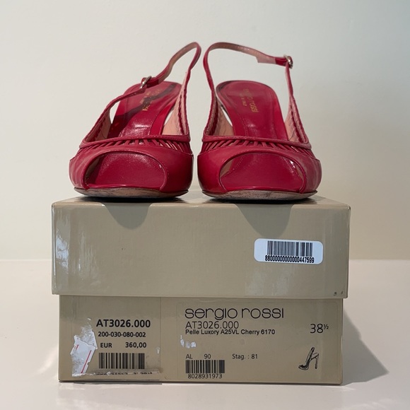 Sergio Rossi red patent leather sz 38.5 heels EUC - Picture 2 of 7